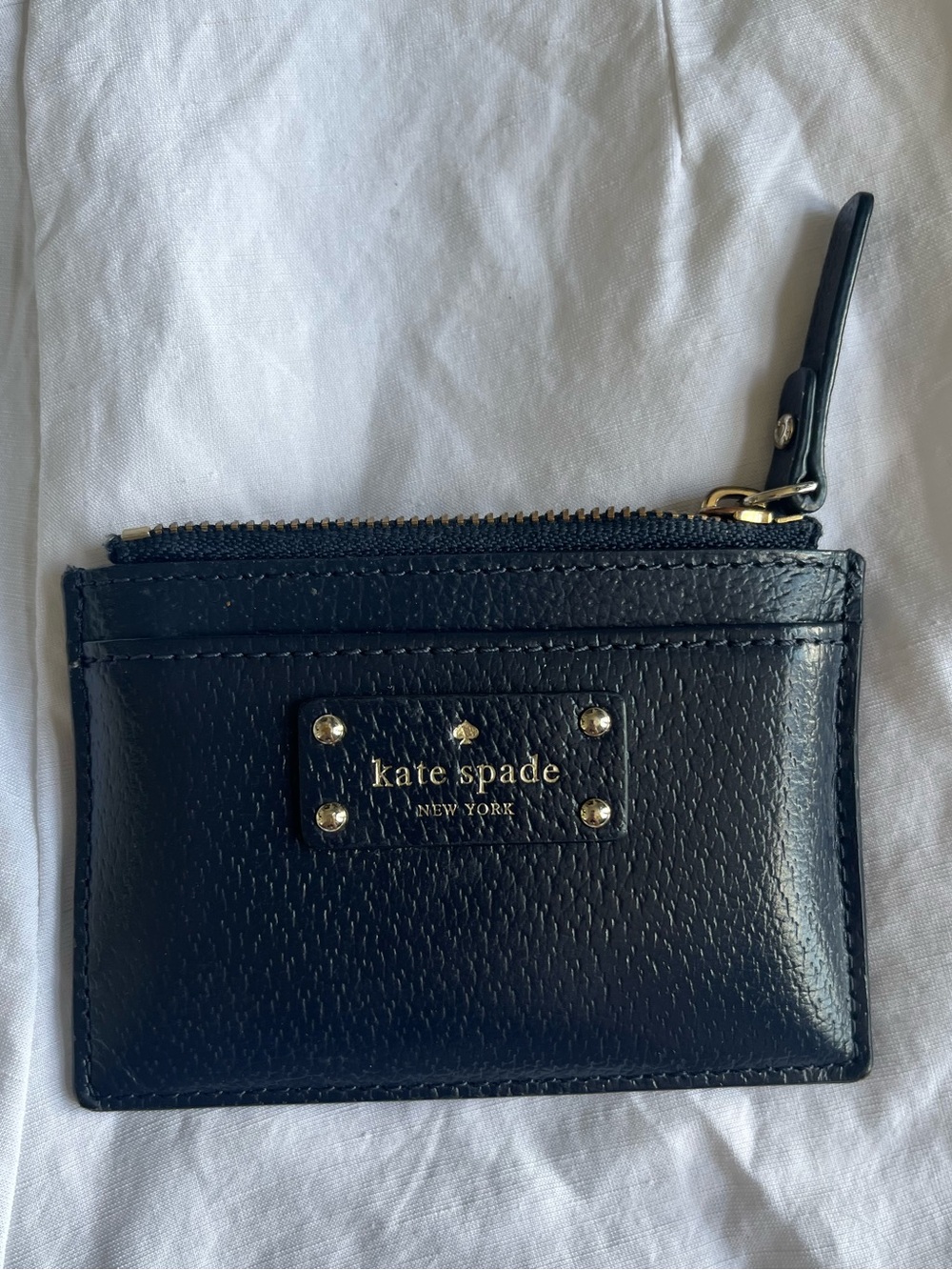 kate spade black leather card zip pouch